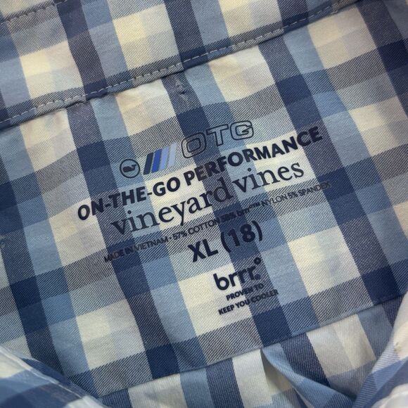 Vineyard Vines On The Go Performance Shirt Blue Check Boys XL 18 (14-16 years) - Picture 7 of 7